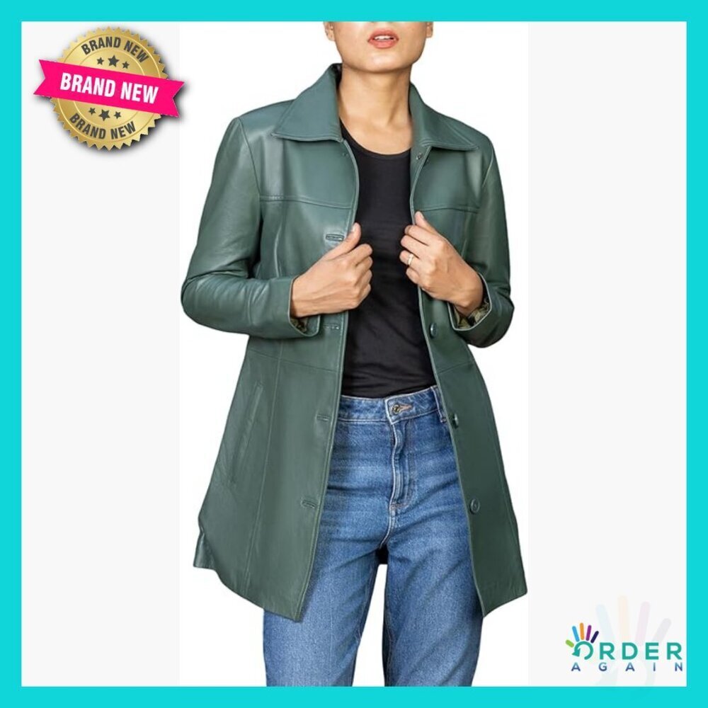 Genuine Leather Overcoat Classic Elegant Chic Versatile Blazer Style Jacket